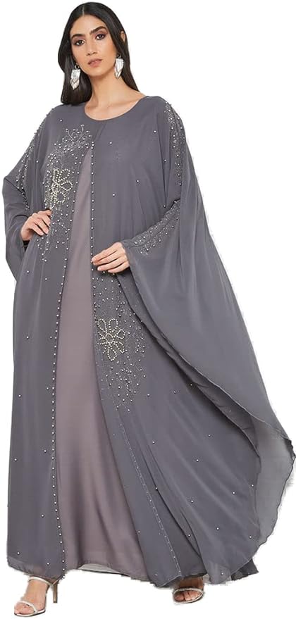 Bousni Women Beads Embellished Kaftan Abaya 01 Bousni Women Beads Embellished Caftan Abaya