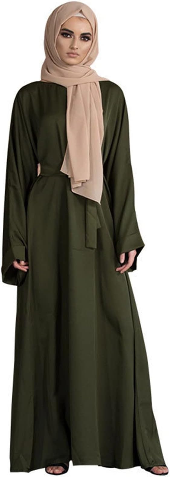 Women's Casual Dress Solid Muslim Dress Flare Sleeve Abaya Elegant Dress Arab Kaftan Long Sleeve Solid Dress Little Girls Maxi Dresses Silk Gloves for Women Long 04 Women's Casual Dress Solid Muslim Dress Flare Sleeve Abaya