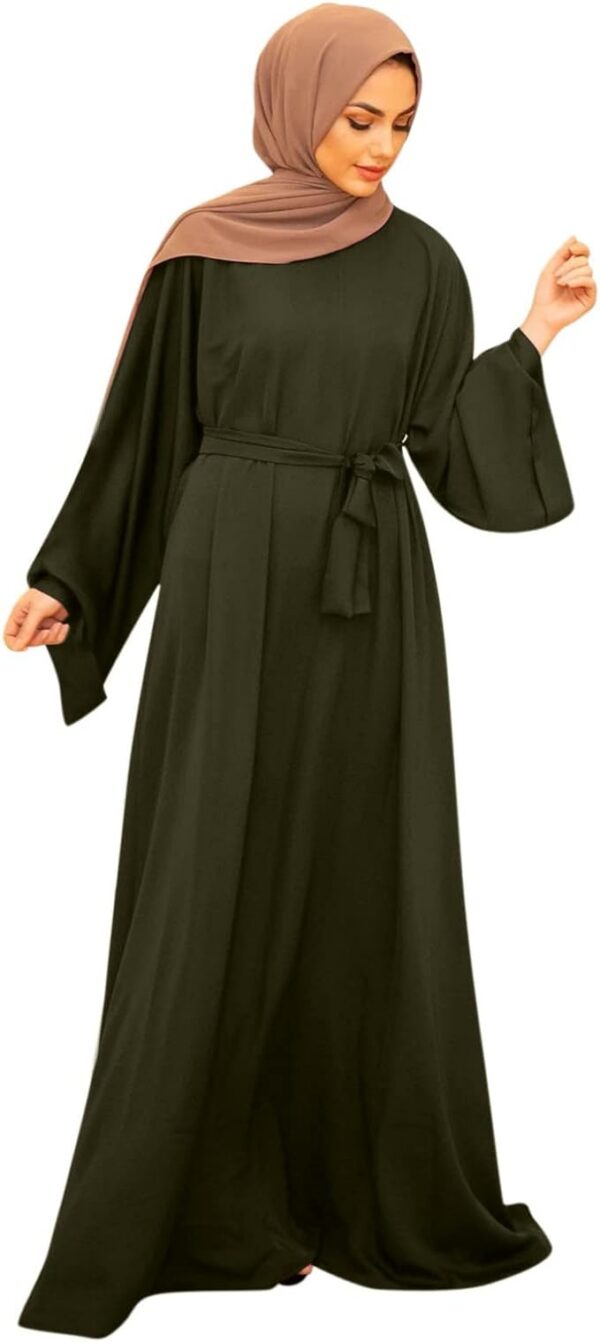 Women's Muslim Long Sleeve Dress Vintage Pullover Abaya 04 Women's Casual Dress Solid Muslim Dress Flare Sleeve Abaya